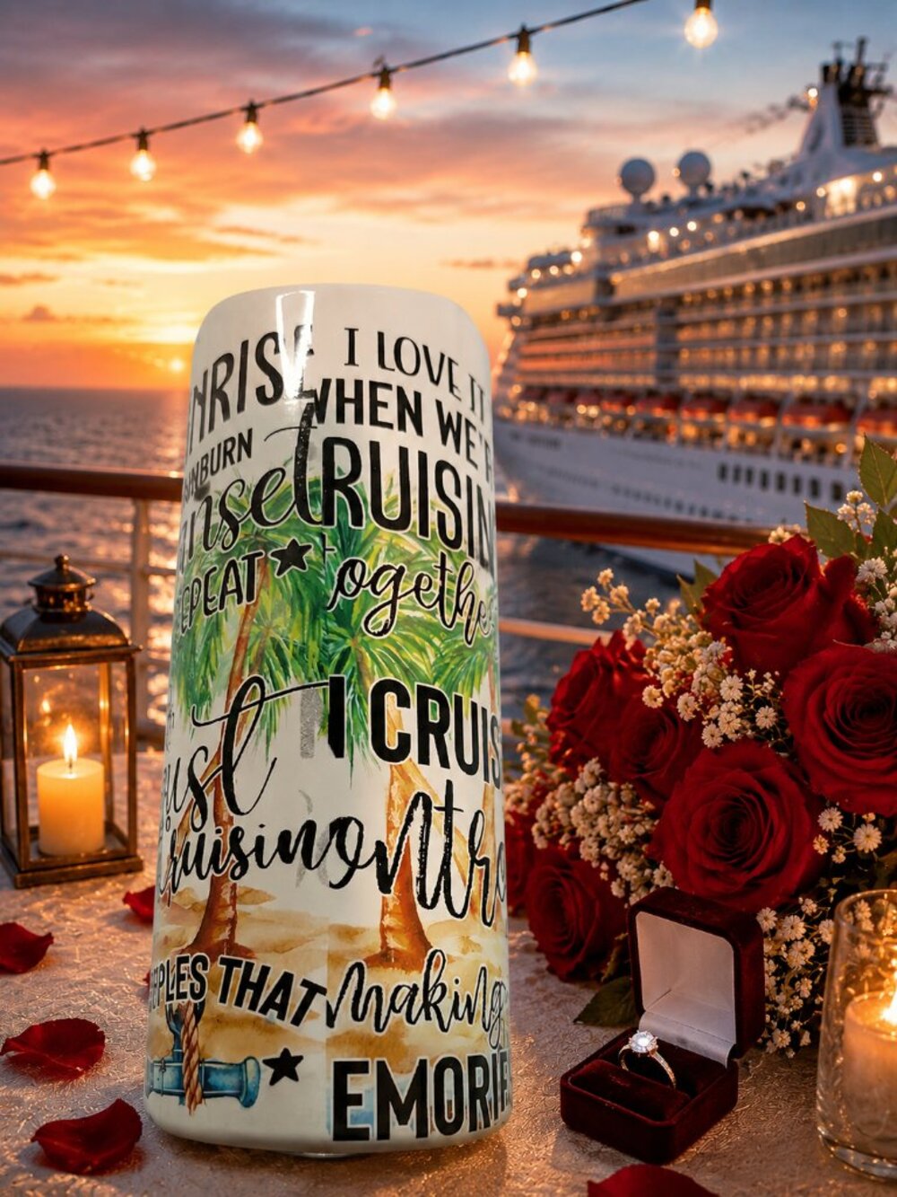 Palm Graphic Travel Tumbler with Beach Script